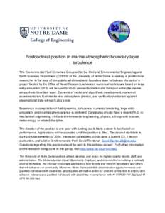       Postdoctoral position in marine atmospheric boundary layer  turbulence  