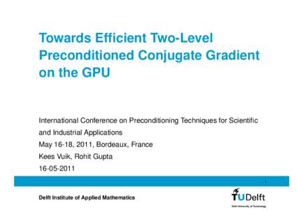 Towards Efficient Two-Level Preconditioned Conjugate Gradient on the GPU International Conference on Preconditioning Techniques for Scientific and Industrial Applications