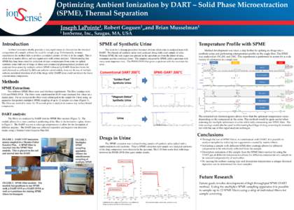 Optimizing Ambient Ionization by DART – Solid Phase Microextraction (SPME), Thermal Separation Joseph 1  1