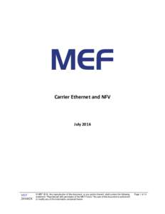 Carrier Ethernet and NFV  July 2016 MEF