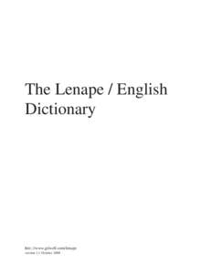 The Lenape / English Dictionary httt: //www.gilwell.com/lenape version 1.1 October 2000