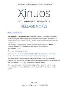 SCO UnixWare 7 DefinitiveRelease Notes – December 2017