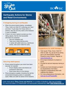 Earthquake Actions for Stores and Retail Environments If shopping during an earthquake   