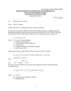 DEUTERIUM ARRAY MEMO #056 MASSACHUSETTS INSTITUTE OF TECHNOLOGY HAYSTACK OBSERVATORY WESTFORD, MASSACHUSETTSSeptember 28, 2004