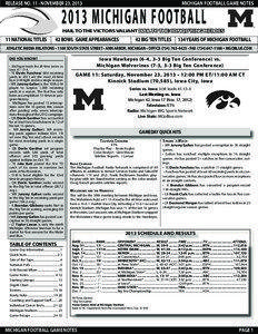 RELEASE NO[removed]NOvEMBER 23, 2013  MICHIGAN FOOTBALL GAME NOTES