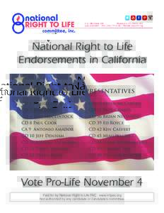 National Right to Life Endorsements in California U.S. House of Representatives CD 1 Doug LaMalfa  CD 23 Kevin McCarthy