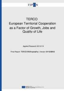 TERCO: Final Report – Bibliography  December 2012 TERCO European Territorial Cooperation