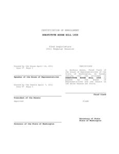 CERTIFICATION OF ENROLLMENT SUBSTITUTE HOUSE BILL 1858 62nd Legislature 2011 Regular Session