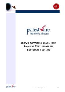 ISTQB ADVANCED LEVEL TEST ANALYST CERTIFICATE IN SOFTWARE TESTING
