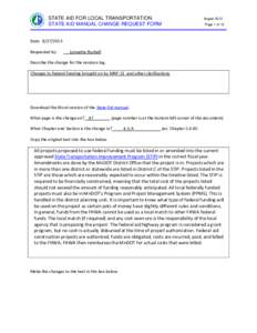 STATE AID FOR LOCAL TRANSPORTATION STATE AID MANUAL CHANGE REQUEST FORM August 2013 Page 1 of 13