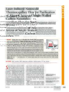 ARTICLE  Laser-Induced Nanoscale Thermocapillary Flow for Puriﬁcation of Aligned Arrays of Single-Walled Carbon Nanotubes