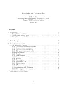 Categories and Computability J.R.B. Cockett ∗ Department of Computer Science, University of Calgary, Calgary, T2N 1N4, Alberta, Canada April 4, 2014