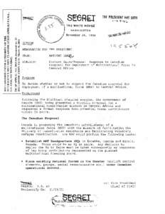 Eastern Zaire / Rwanda: Response to Canadian Proposal for Deployment of Multinational Force to Central Africa, November 26, 1996