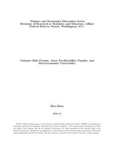 Variance Risk Premia, Asset Predictability Puzzles, and Macroeconomic Uncertainty