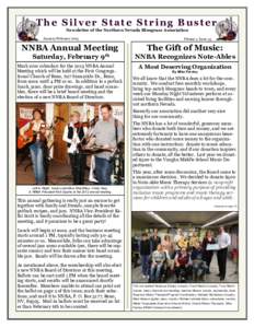 The Silver State String Buster Newsletter of the Northern Nevada Bluegrass Association January/February[removed]Volume 1, Issue 45