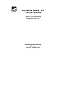 IMFC Statement by Mario Draghi, Governor, Financial Stability Board; September 24, 2011