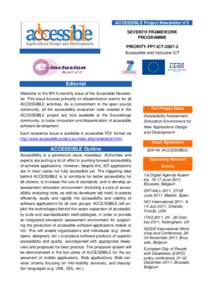 ACCESSIBLE Project Newsletter nº5 SEVENTH FRAMEWORK PROGRAMME PRIORITY FP7-ICTAccessible and Inclusive ICT