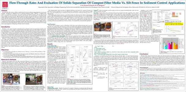 Flow-Through Rates And Evaluation Of Solids Separation Of Compost Filter Media Vs. Silt Fence In Sediment Control Applications H. M. Keener, B. Faucette, M. H. Klingman 1Department of Food, Agricultural, and Biological E