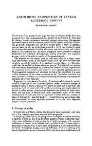 ARITHMETIC PROPERTIES OF LINEAR ALGEBRAIC GROUPS By ARMAND BOREL