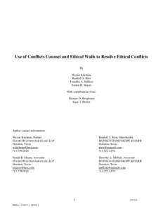 Microsoft Word - PAPER (FORMATTED) - Use of Conflicts Counsel and Ethical Walls to Resolv