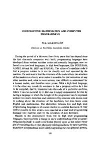 Constructive Mathematics and Computer Programming