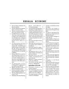 KERALA  Service industry dominates the Kerala economy.