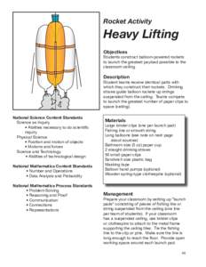 Rocket Activity  Heavy Lifting Objectives