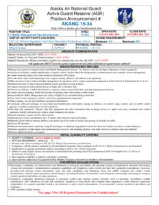 Alaska Air National Guard Active Guard Reserve (AGR) Position Announcement # AKANG[removed]http://dmva.alaska.gov/employment.htm