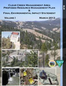 Volume I  BLM Clear Creek Management Area Proposed Resource Management Plan