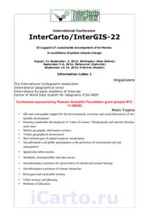 International Conference  InterCarto/InterGIS-22 GI support of sustainable development of territories in conditions of global climate change August, 31-September, 2, 2016, Wellington (New Zeland)