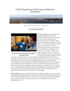 UCSF Department of Emergency Medicine Newsletter September/OctoberIssue #71  ACHIEVEMENTS