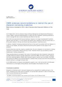 CMDh endorses recommendations to restrict the use of diacerein-containing medicines