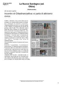 25 gennaio 2016 Pagina 13 La Nuova Sardegna (ed. Olbia) Cittadinanzattiva
