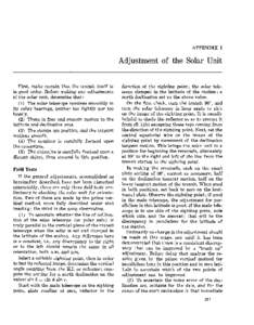 APPENDIX I  Adjustment of the Solar Unit First, make certain that the transit itself is in good order. Before making any adjustments of the solar unit, determine that: