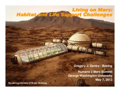 Living on Mars: Habitat and Life Support Challenges Gregory J. Gentry / Boeing Humans 2 Mars Summit George Washington University