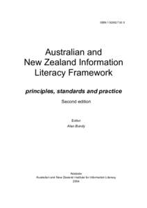 ISBNX  Australian and New Zealand Information Literacy Framework principles, standards and practice