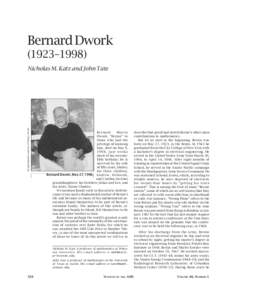 mem-dwork.qxp:21 AM Page 338  Bernard Dwork (1923–All photographs courtesy of Shirley Dwork.
