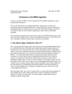 Comments on the RMAC algorithm