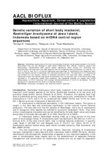 AACL BIOFLUX Aquaculture, Aquarium, Conservation & Legislation International Journal of the Bioflux Society Genetic variation of short body mackerel, Rastrelliger brachysoma of Jawa Island,