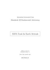 International Astronomical Union  Standards Of Fundamental Astronomy SOFA Tools for Earth Attitude