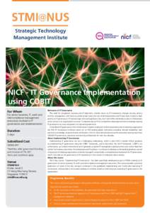 NICF - IT Governance Implementation using COBIT For Whom For senior business, IT, audit and risk/compliance management
