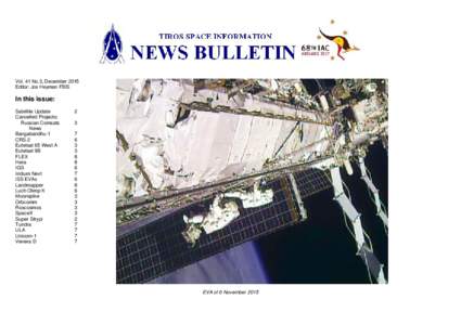 Vol. 41 No.3, December 2015 Editor: Jos Heyman FBIS In this issue: Satellite Update Cancelled Projects: