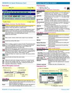 REWARD 3.0 Quick Reference Card  System Navigation & Control Form View