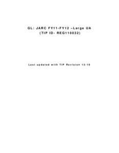 GL: JARC FY11-FY12 –Large UA (TIP ID- REG110032) Last updated with TIP Revision 13-10  FTIP BACK-UP LIST FOR JARC PROGRAM - FY2011 & FY2012 PROGRAM OF PROJECTS FOR LARGE URBANIZED AREAS (REG110032)