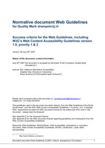 Quality Mark Webrichtlijnen, normative document