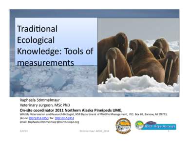 Tradi)onal	
   Ecological	
   Knowledge:	
  Tools	
  of	
   measurements  Raphaela	
  S)mmelmayr	
  	
  