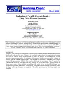 Working Paper NCAC 2002-W-001 March[removed]Evaluation of Portable Concrete Barriers