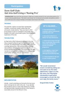 Participation Membership Case Study 277  Duns Golf Club: