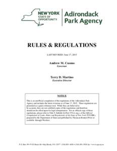 RULES & REGULATIONS LAST REVISED: June 17, 2015 Andrew M. Cuomo Governor