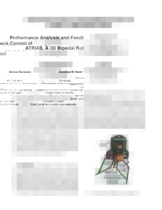 Performance Analysis and Feedback Control of ATRIAS, A 3D Bipedal Robot Alireza Ramezani Ph.D Student Department of Mechanical Engineering University of Michigan